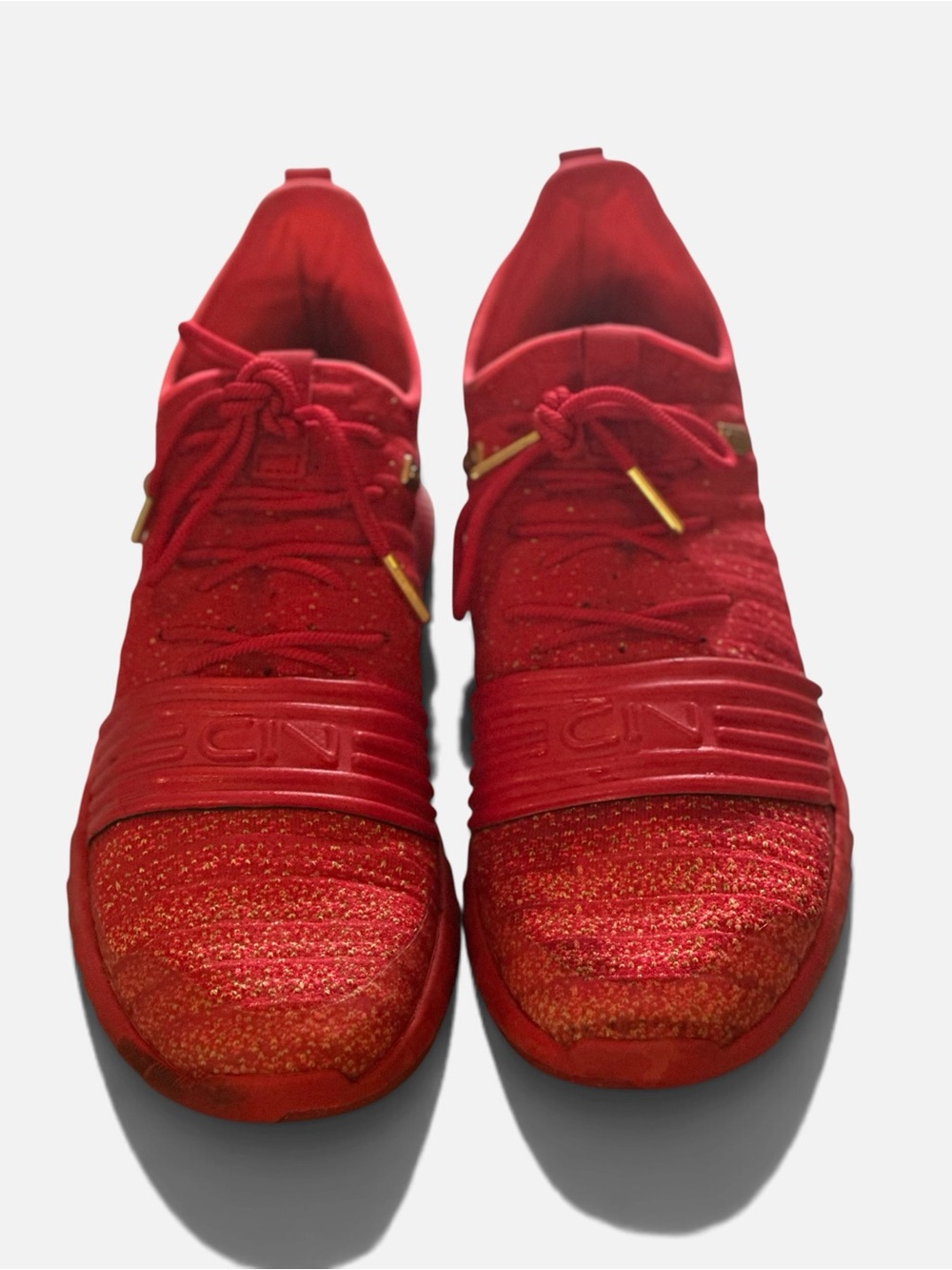 Under Armour “The Rock” Red Knit Slip-On Lace Athletic Sneakers with Gold Accent